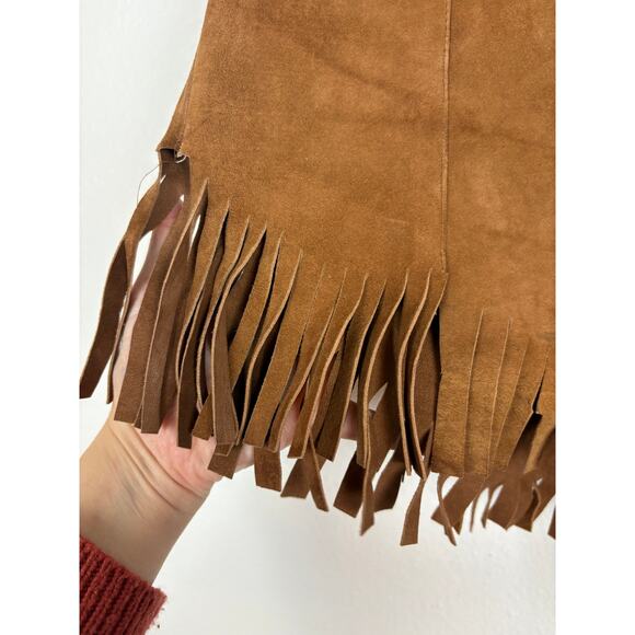 One Teaspoon Suede Leather Morrison Woodstock Festival Fringe Bolo Tie Shorts 12 - Picture 4 of 8